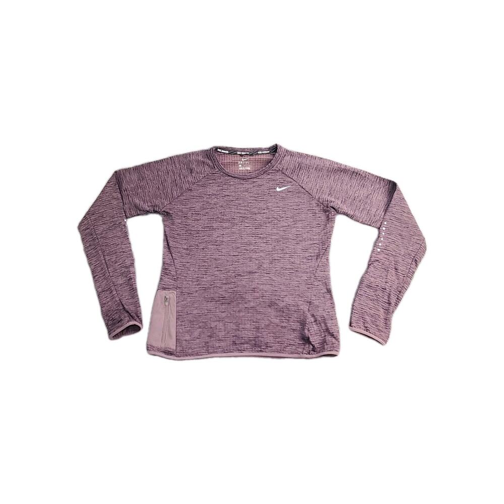 Nike Dri-Fit Sz S Long Sleeve-Purple Thumb Slots Reflective Sleeves Running C12